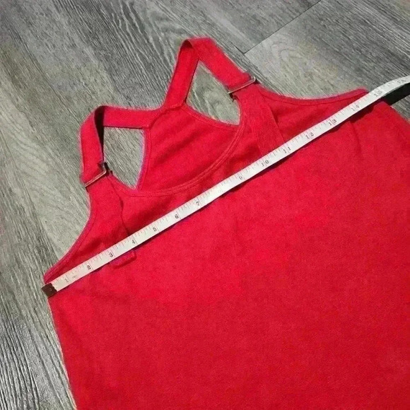 Vintage  Y2K red tank top / halter top with thick adjustable buckle straps - Picture 8 of 11
